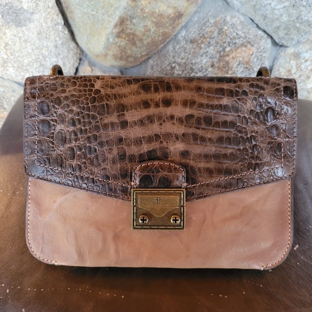 Frye Leather Crossbody with Crocodile Embossing NWT